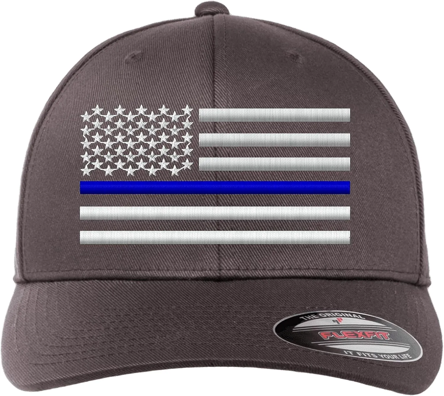 Thin Blue Line/Thin Red Line/Thin Blue and Red Line American Flag Flex Fitted Baseball Hat.
