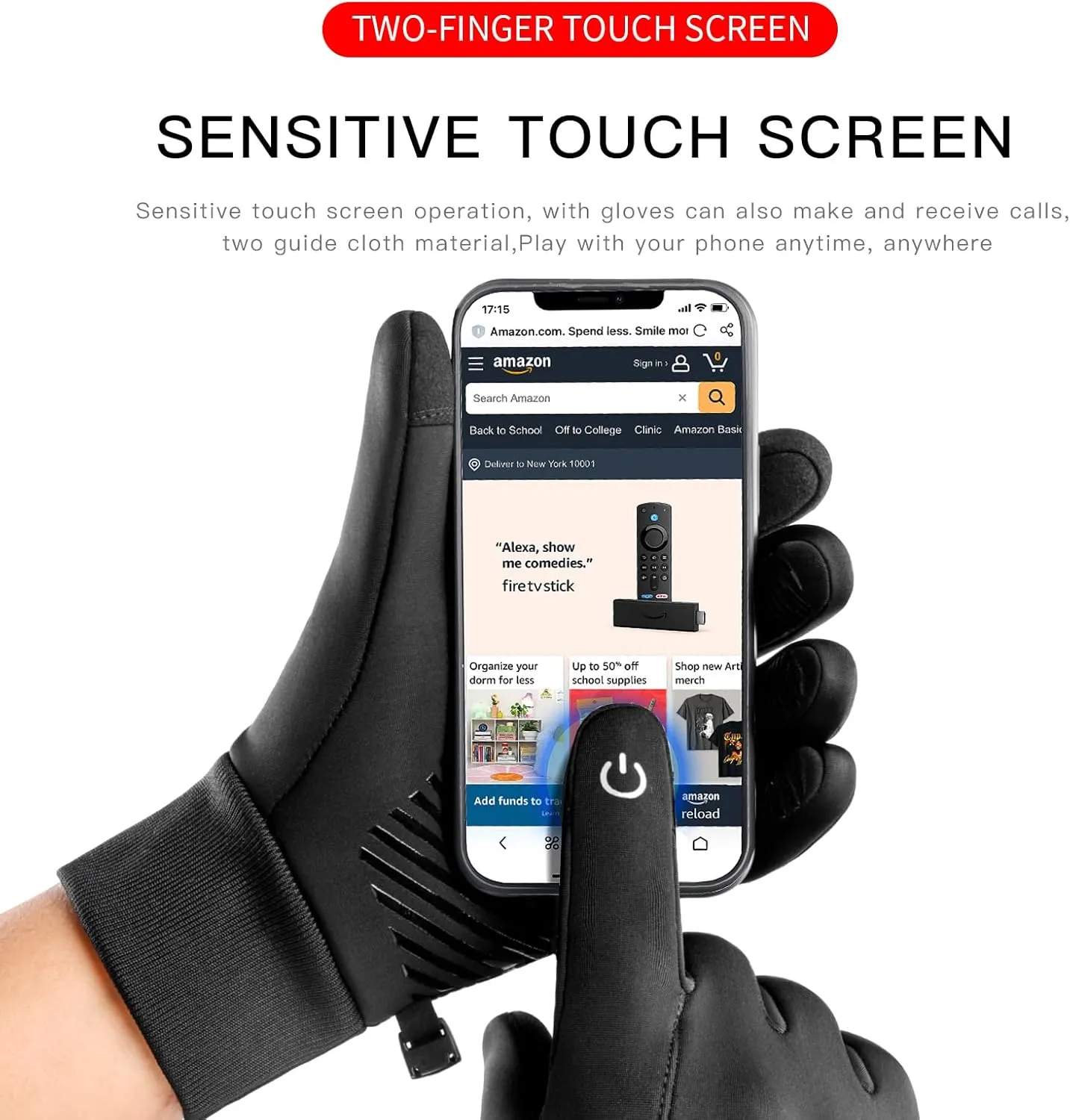 Thin Winter Water Resistant Windproof Warm Gloves for Men Women Cool Weather Thermal with Touchscreen Fingers & Anti-Slip Palm for Daily Work Running Cycling Driving Hiking Biking Walking