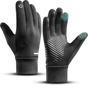 Thin Winter Water Resistant Windproof Warm Gloves for Men Women Cool Weather Thermal with Touchscreen Fingers & Anti-Slip Palm for Daily Work Running Cycling Driving Hiking Biking Walking