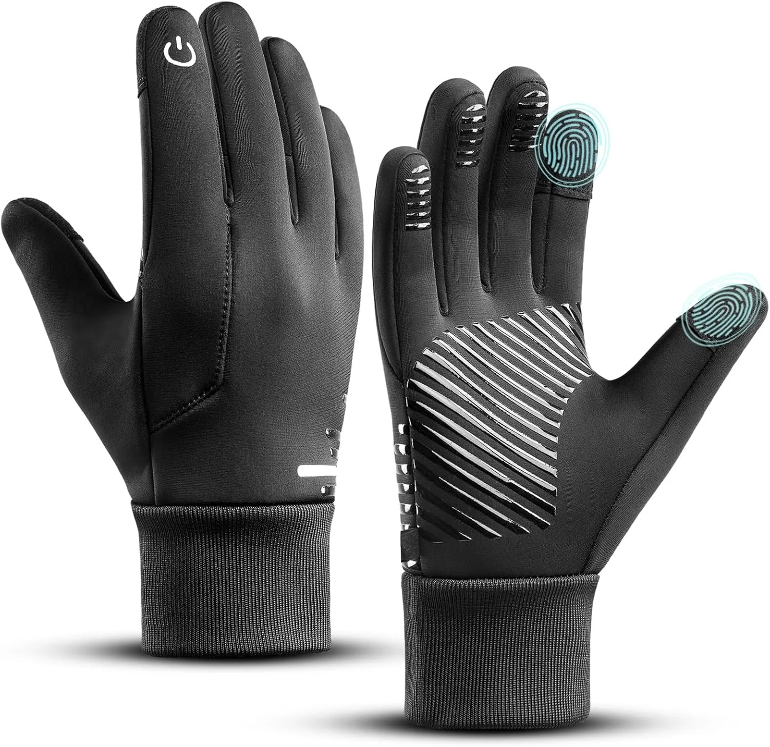 Thin Winter Water Resistant Windproof Warm Gloves for Men Women Cool Weather Thermal with Touchscreen Fingers & Anti-Slip Palm for Daily Work Running Cycling Driving Hiking Biking Walking