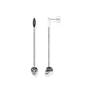 Thomas Sabo Sterling Silver Rebel Black Skull Drop Earrings