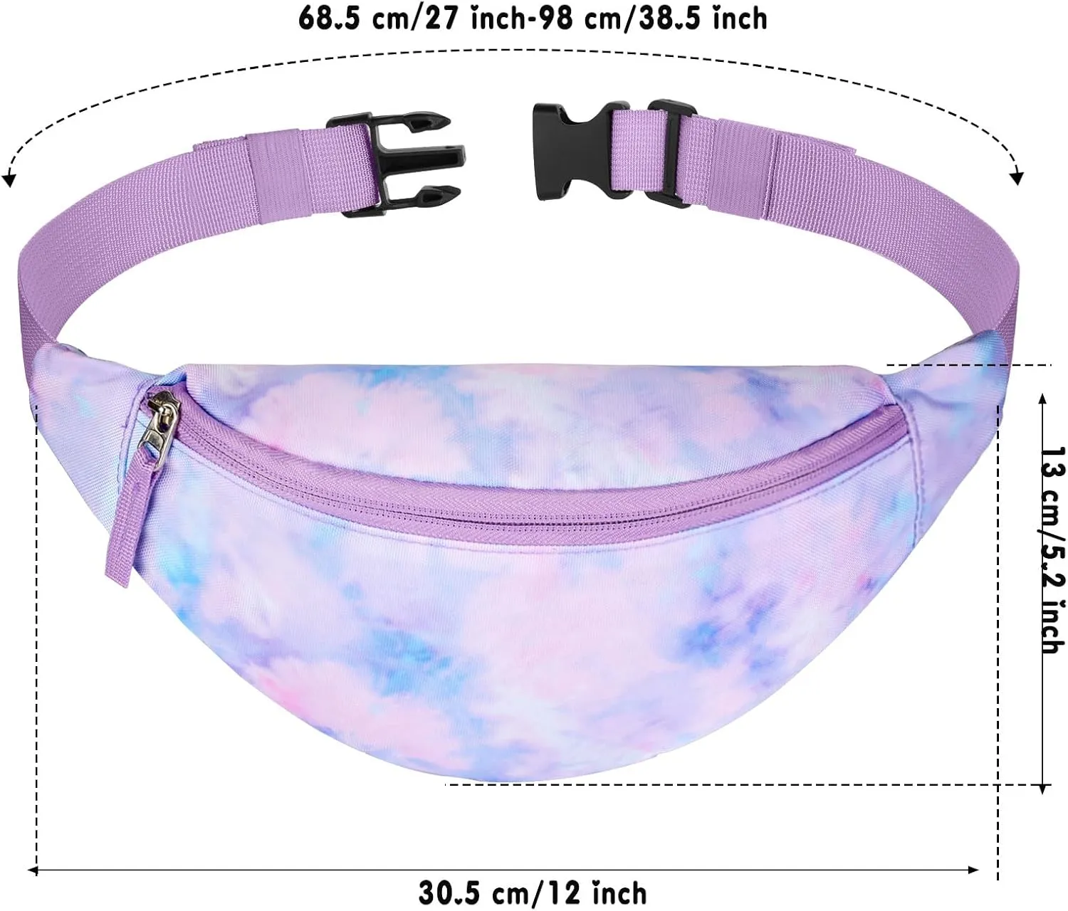 Tie Dye Kids Fanny Pack for Girls, Travel Small Waist Bag Crossbody Belt Bag for Teen Girls Toddler Cute Fanny Bag, Purple