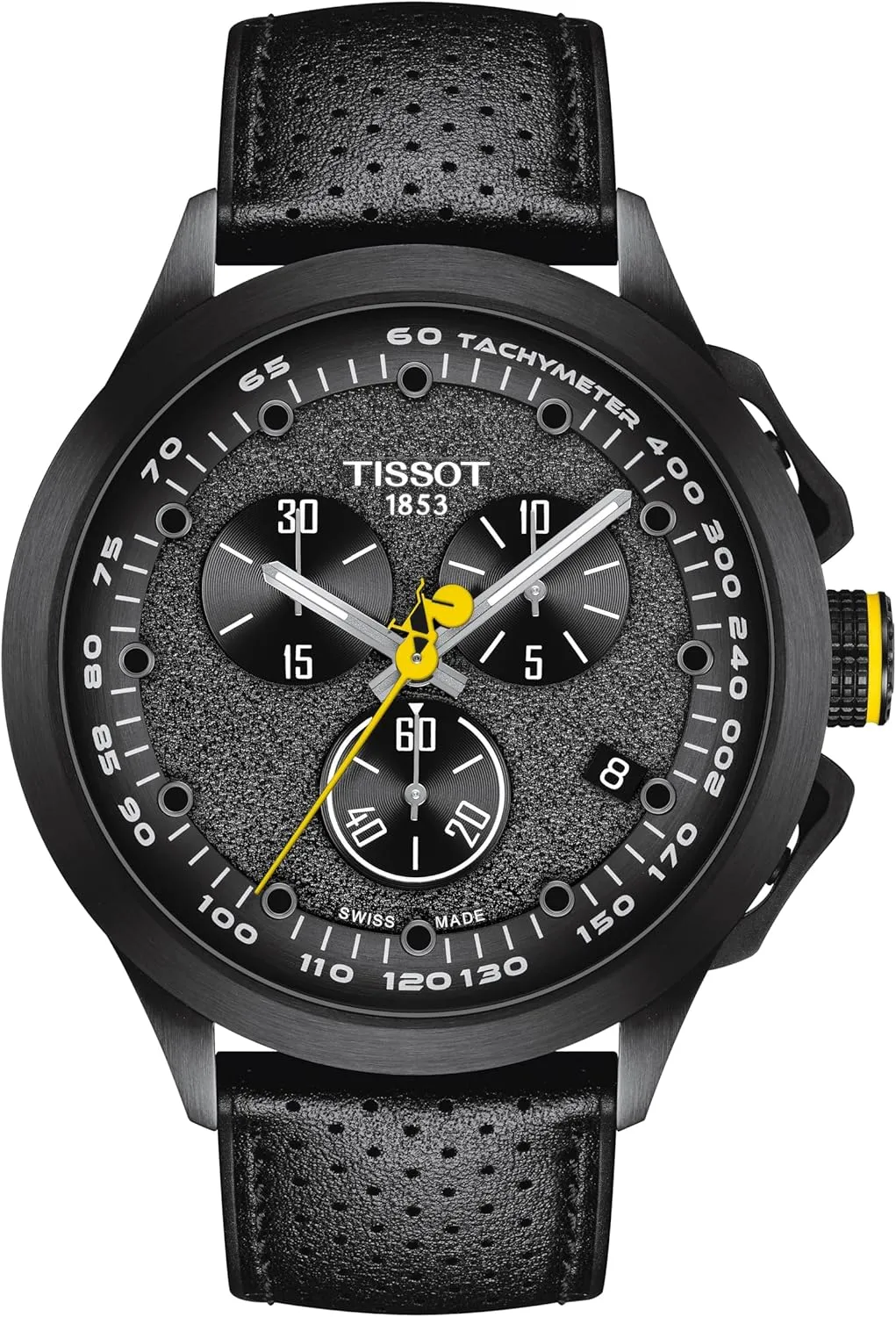 Tissot Mens T-Cycling Tour de France 2022 Special Edition 316L Stainless Steel case with Black PVD Coating, Carbon Composite Quartz Watch, Black, Leather, 22 (T1354173705100)