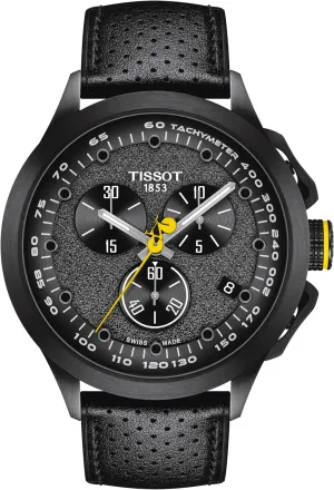 Tissot Mens T-Cycling Tour de France 2022 Special Edition 316L Stainless Steel case with Black PVD Coating, Carbon Composite Quartz Watch, Black, Leather, 22 (T1354173705100)