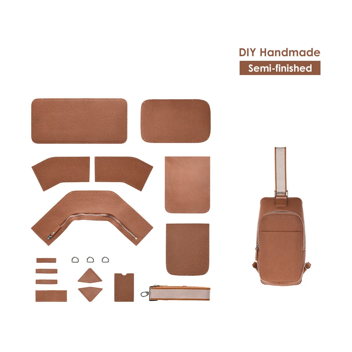 Top Grain Leather Men Fanny Pack Waist Bag DIY Kit