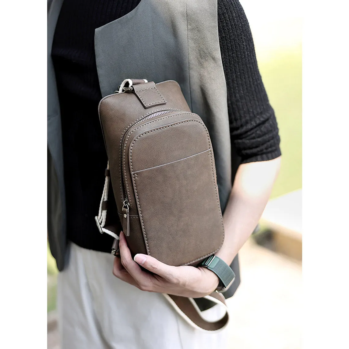 Top Grain Leather Men Fanny Pack Waist Bag DIY Kit