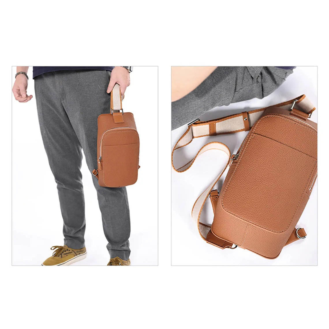 Top Grain Leather Men Fanny Pack Waist Bag DIY Kit