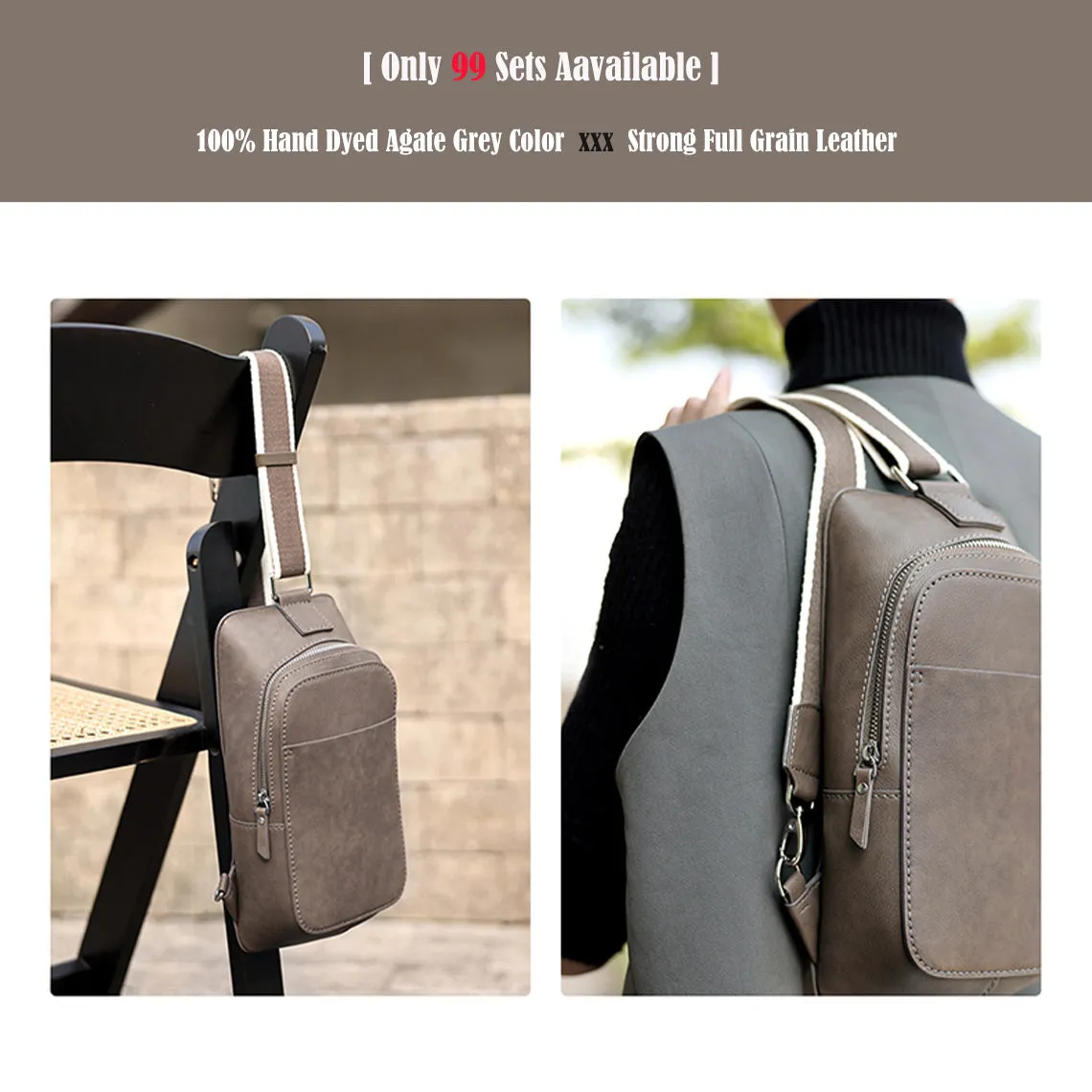Top Grain Leather Men Fanny Pack Waist Bag DIY Kit