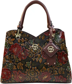 Top Handle Bag Flower Embossed Crossbody Bags For Women Retro Luxury Shoulder Handbag Designer Tote Purse