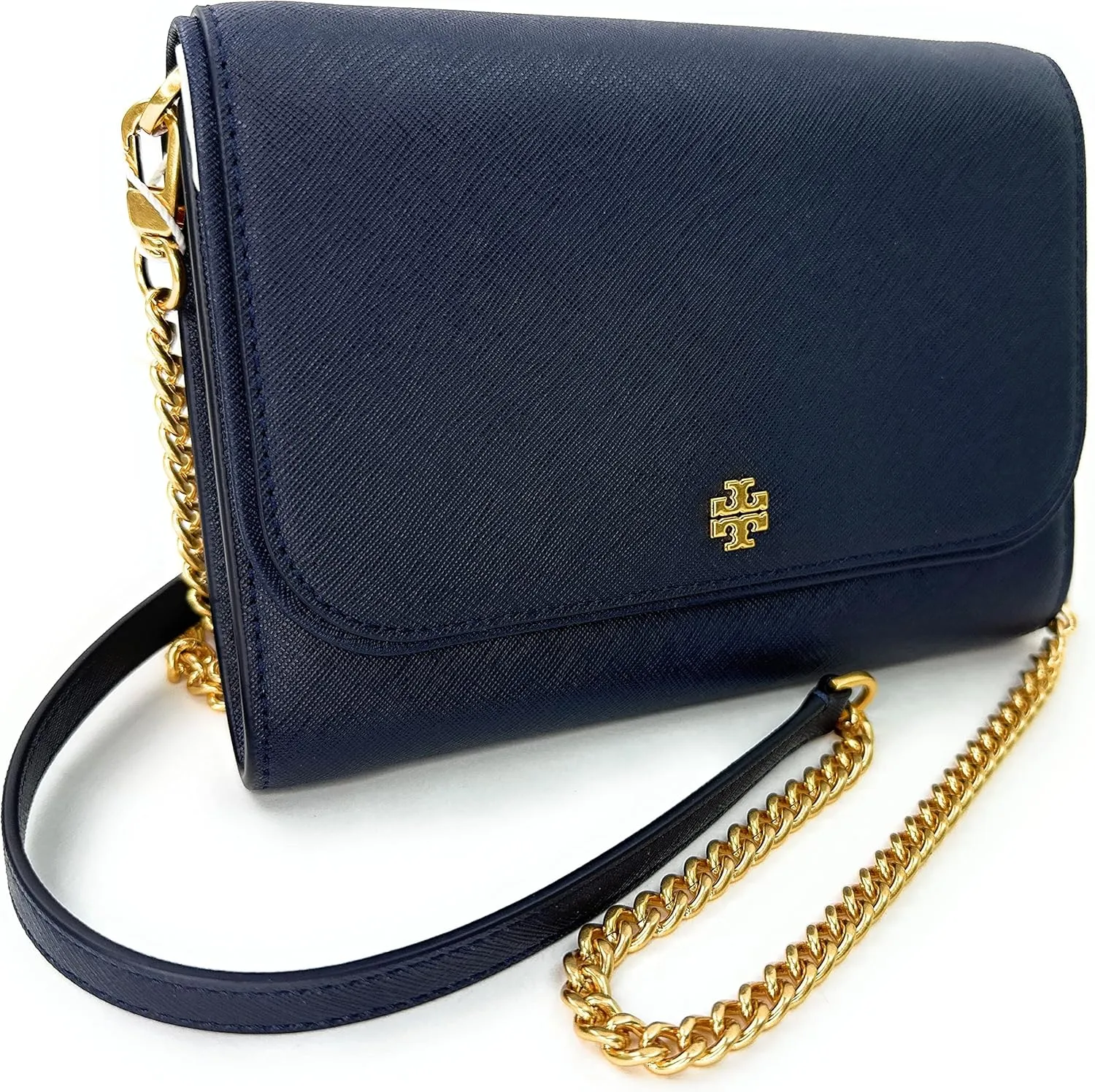 Tory Burch Emerson Chain Wallet Leather Cross Body Bag (Navy)