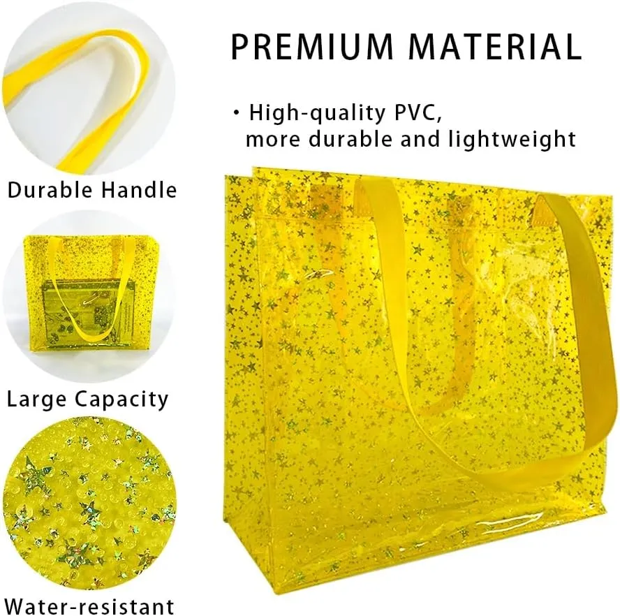 TotePrint 2PCS Clear Star Hand Bags - Versatile Waterproof, Embossed Star Work Shoulder Totes for Women