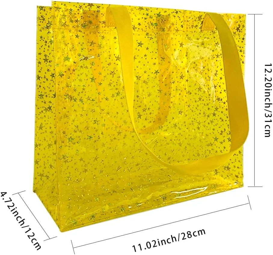 TotePrint 2PCS Clear Star Hand Bags - Versatile Waterproof, Embossed Star Work Shoulder Totes for Women