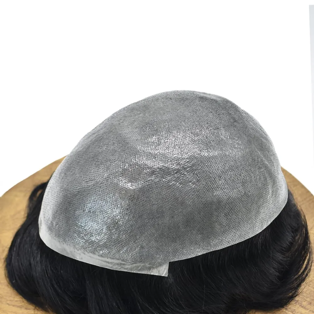 Toupee For Men Ultra Thin Skin Mens Toupee Human Hair V-Looped Natural Hairline Hairpiece Prosthesis For Men Hair Replacement Systems8*10"-100% density#1 Jet Black