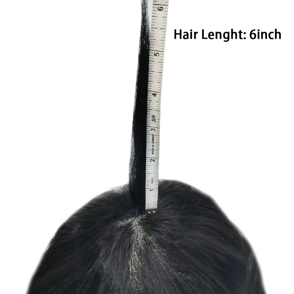 Toupee For Men Ultra Thin Skin Mens Toupee Human Hair V-Looped Natural Hairline Hairpiece Prosthesis For Men Hair Replacement Systems8*10"-100% density#1 Jet Black