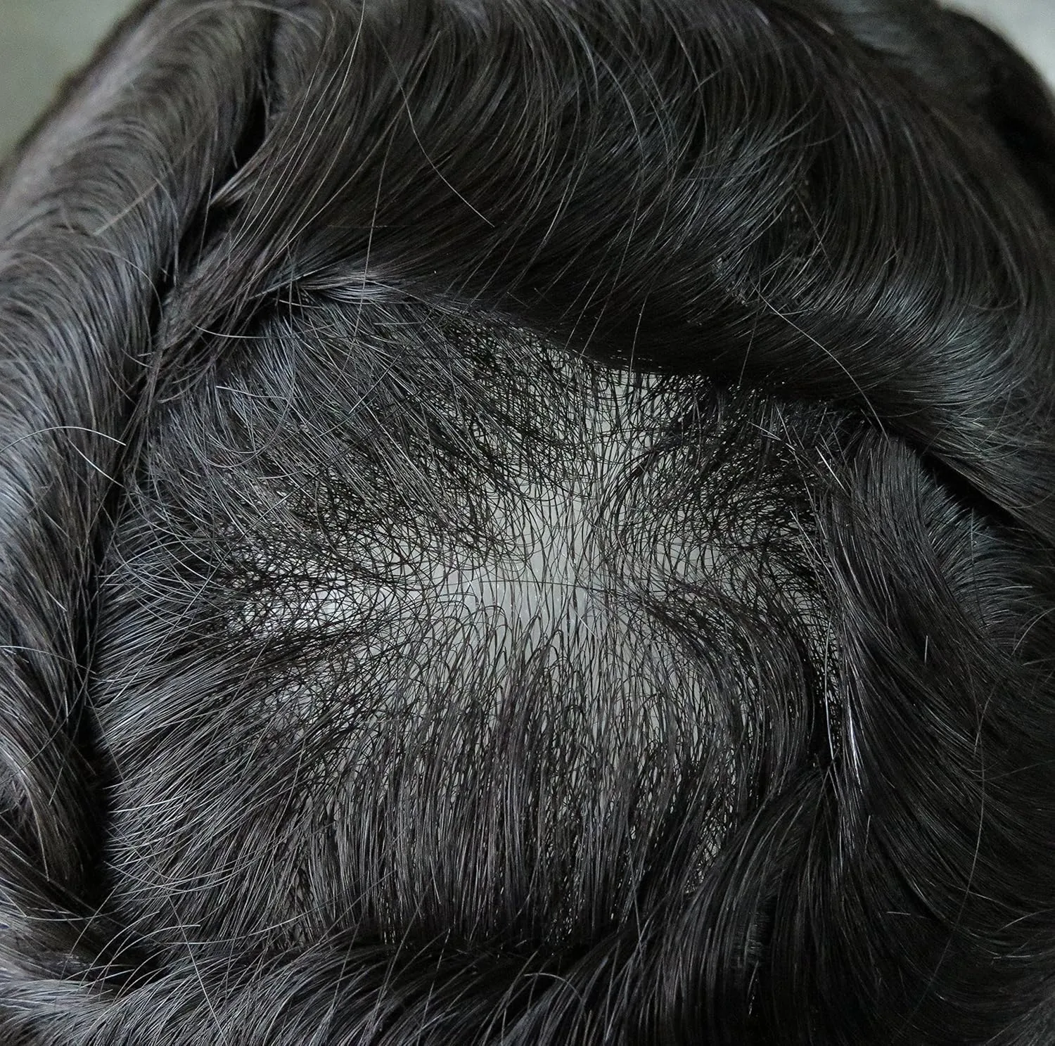 Toupee for Men's Hair Pieces Human Hair Replacement Systems Ultra Thin Skin V Looped Black Hair Unit #1C