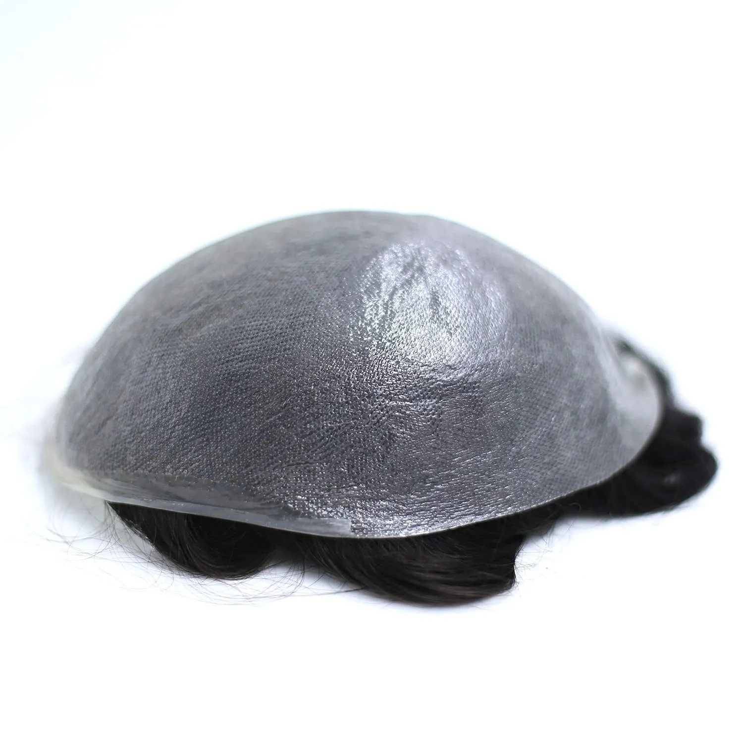 Toupee for Men's Hair Pieces Human Hair Replacement Systems Ultra Thin Skin V Looped Black Hair Unit #1C