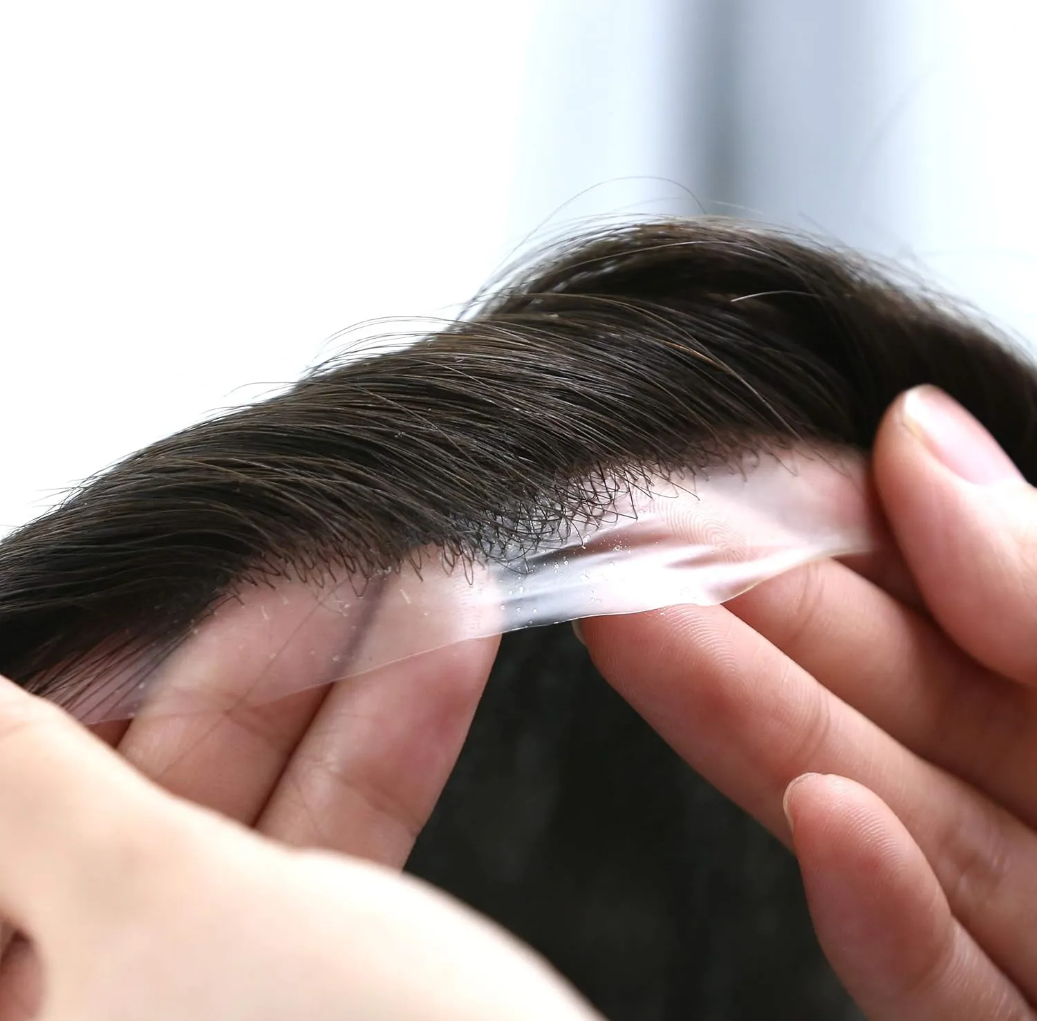 Toupee for Men's Hair Pieces Human Hair Replacement Systems Ultra Thin Skin V Looped Black Hair Unit #1C
