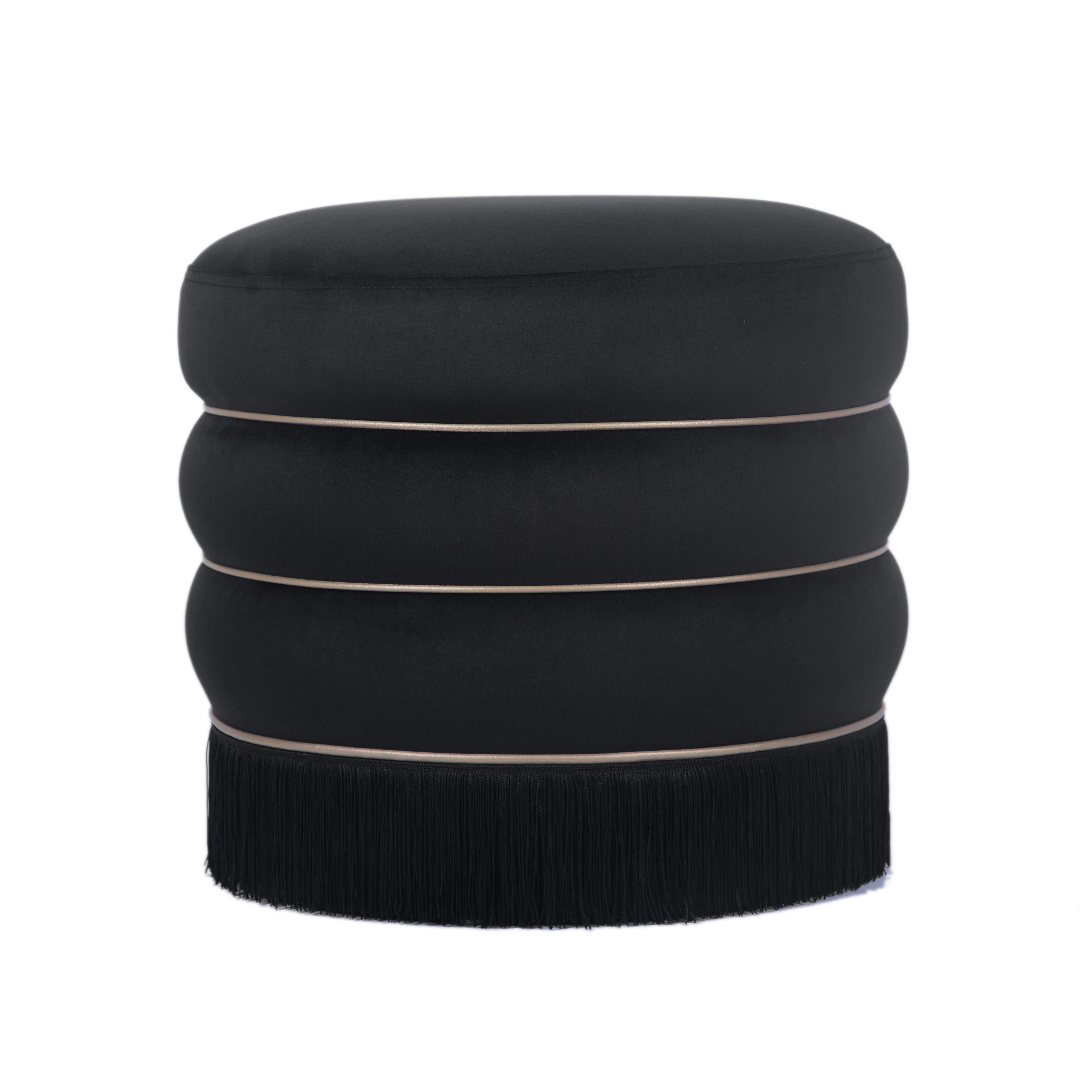 Tov Lakka Black Velvet Ottoman