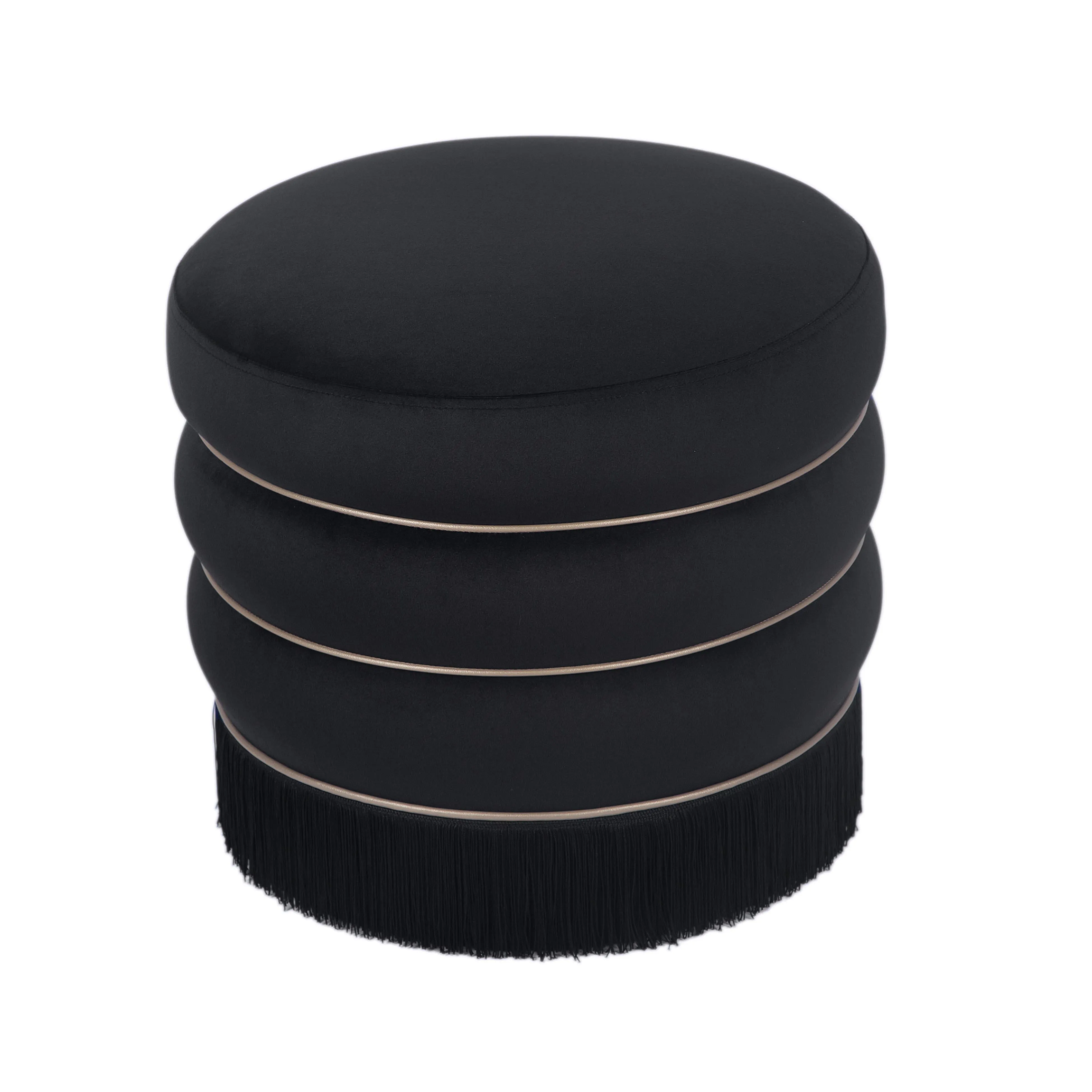 Tov Lakka Black Velvet Ottoman
