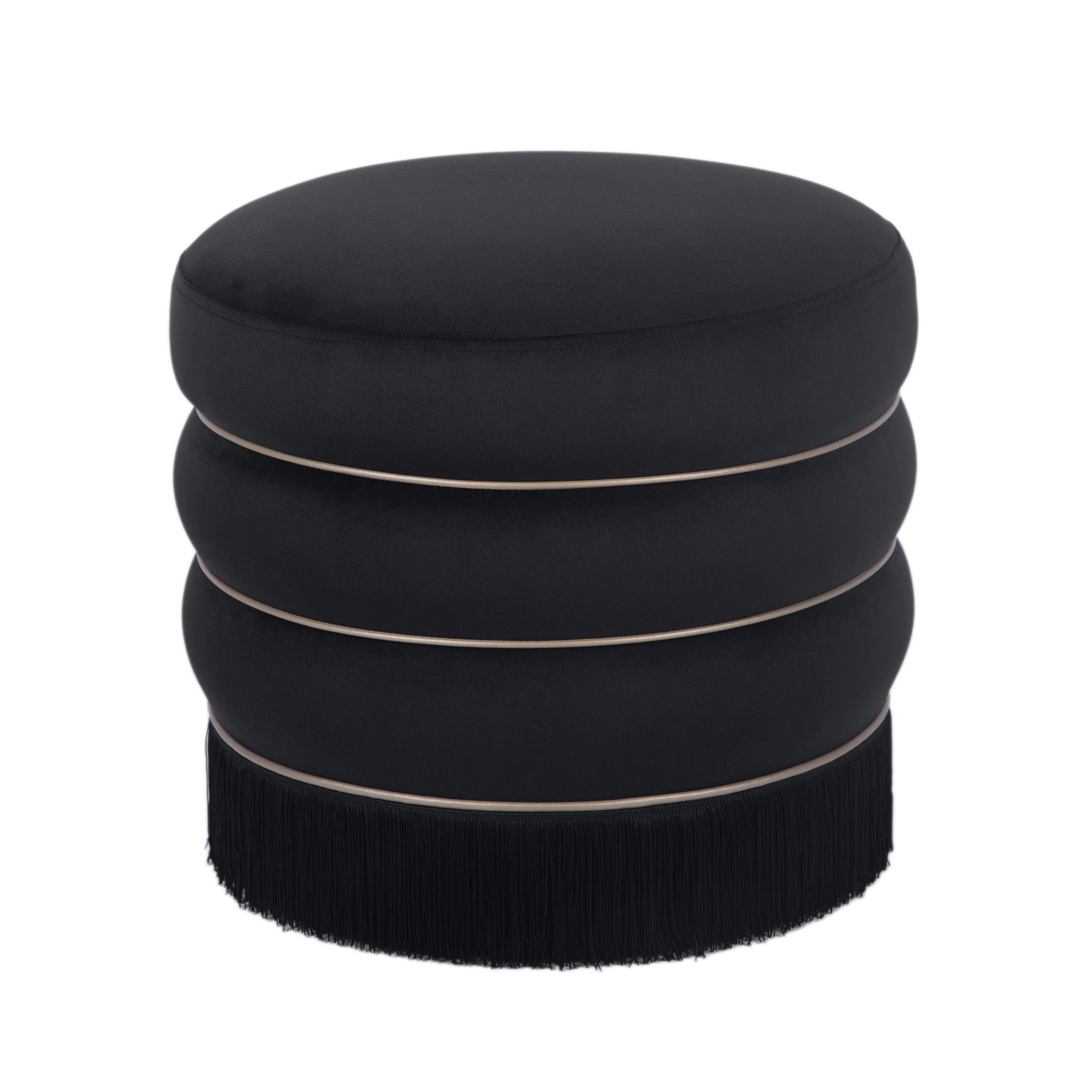 Tov Lakka Black Velvet Ottoman