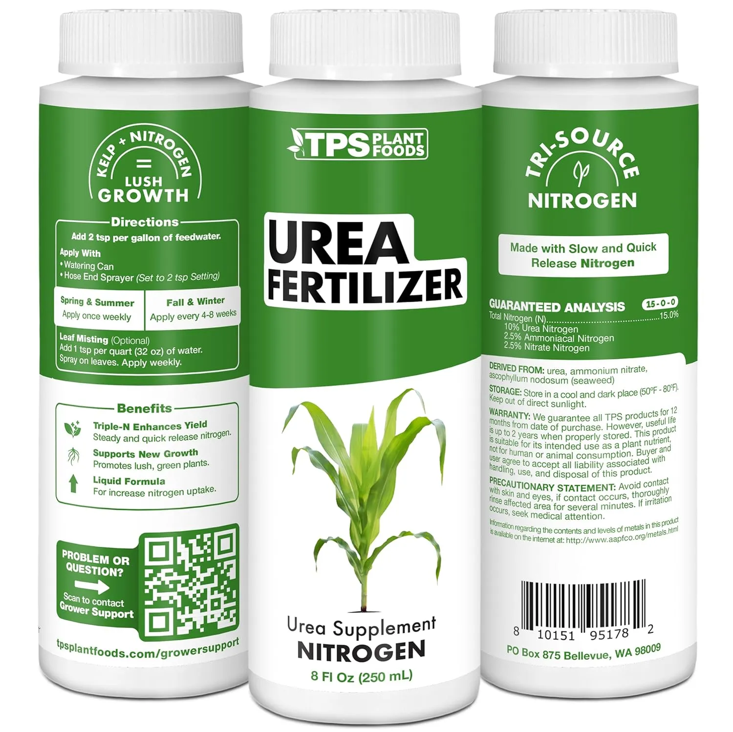 TPS NUTRIENTS Urea Fertilizer for Plants, 15-0-0 Balanced Nitrogen for Vibrant Green Growth, Liquid Plant Food, 32 oz (1 Quart)