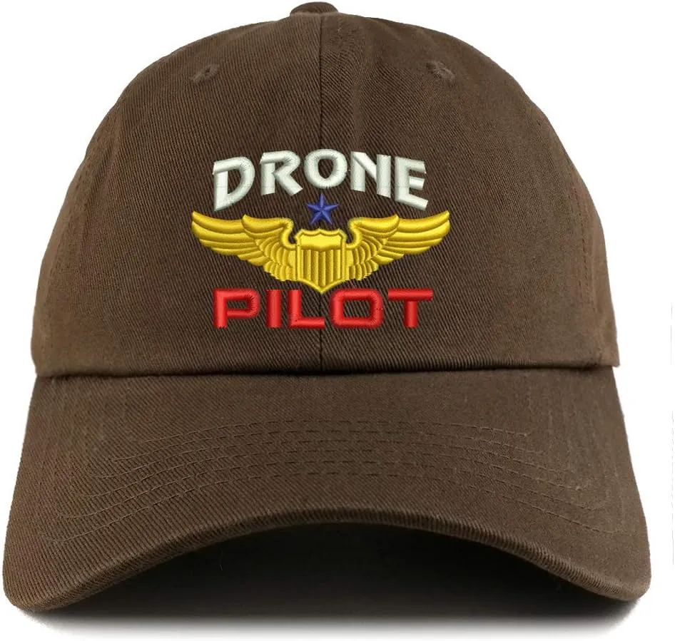Trendy Apparel Shop Drone Pilot Aviation Wing Embroidered Low Profile Soft Cotton Dad Hat Cap