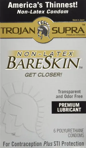 Trojan Supra Lubricated Premium Condoms MicroSheer Polyurethane Ultra-Thin 6 ea