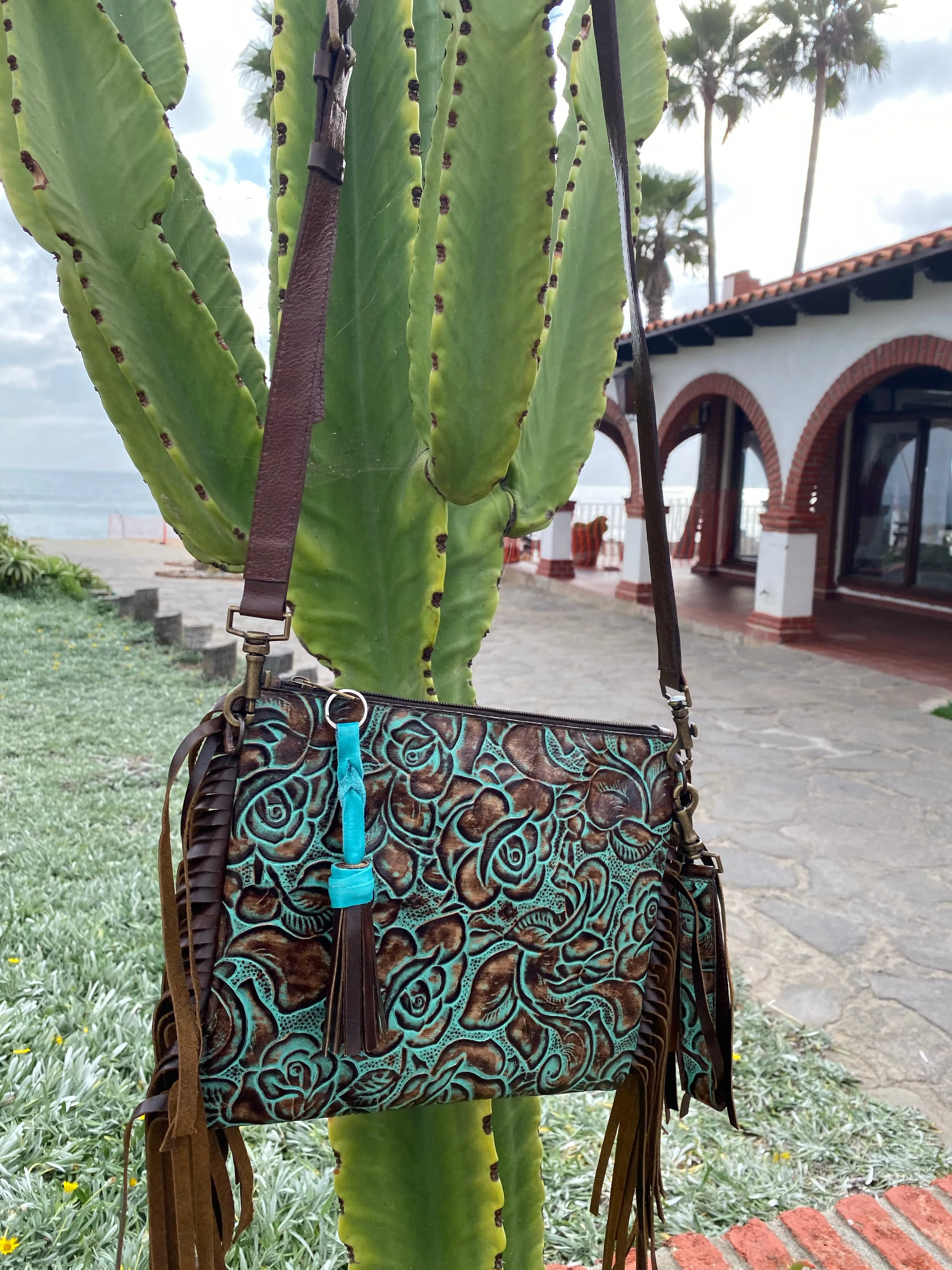 Turquoise floral Crossbody