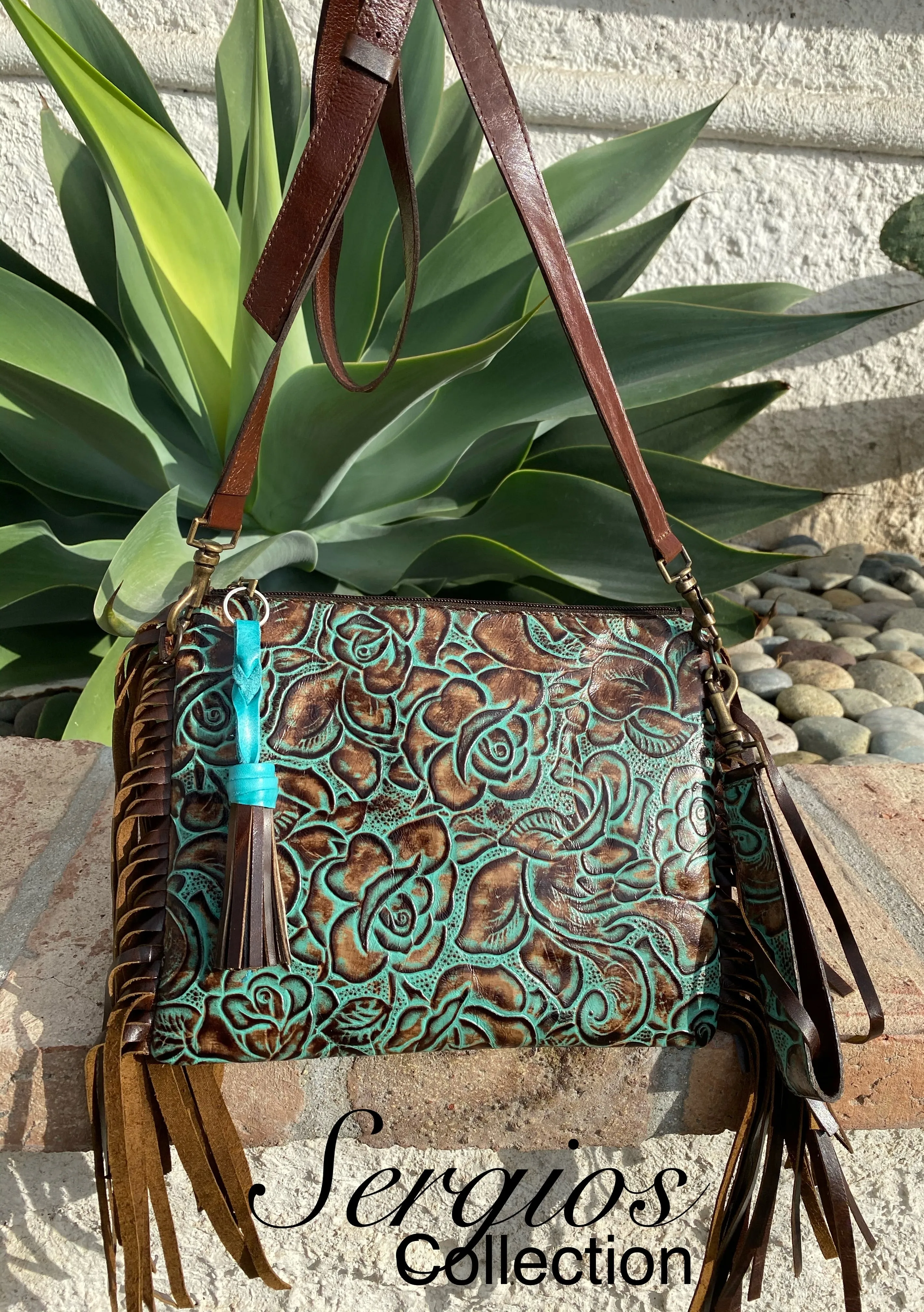 Turquoise floral Crossbody
