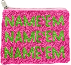 TWINE AND LOVE NAME'EM Beaded Pouch Purse, Coin Purse Housewives of Beverly Hills Gifts, RHOBH Gifts Small Wallets, Bachelorette Gift Wallet Preppy Beaded Bag, Pink, CP0494