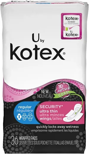 U by Kotex Regular Ultra Thin Security Maxi Pads with Wings