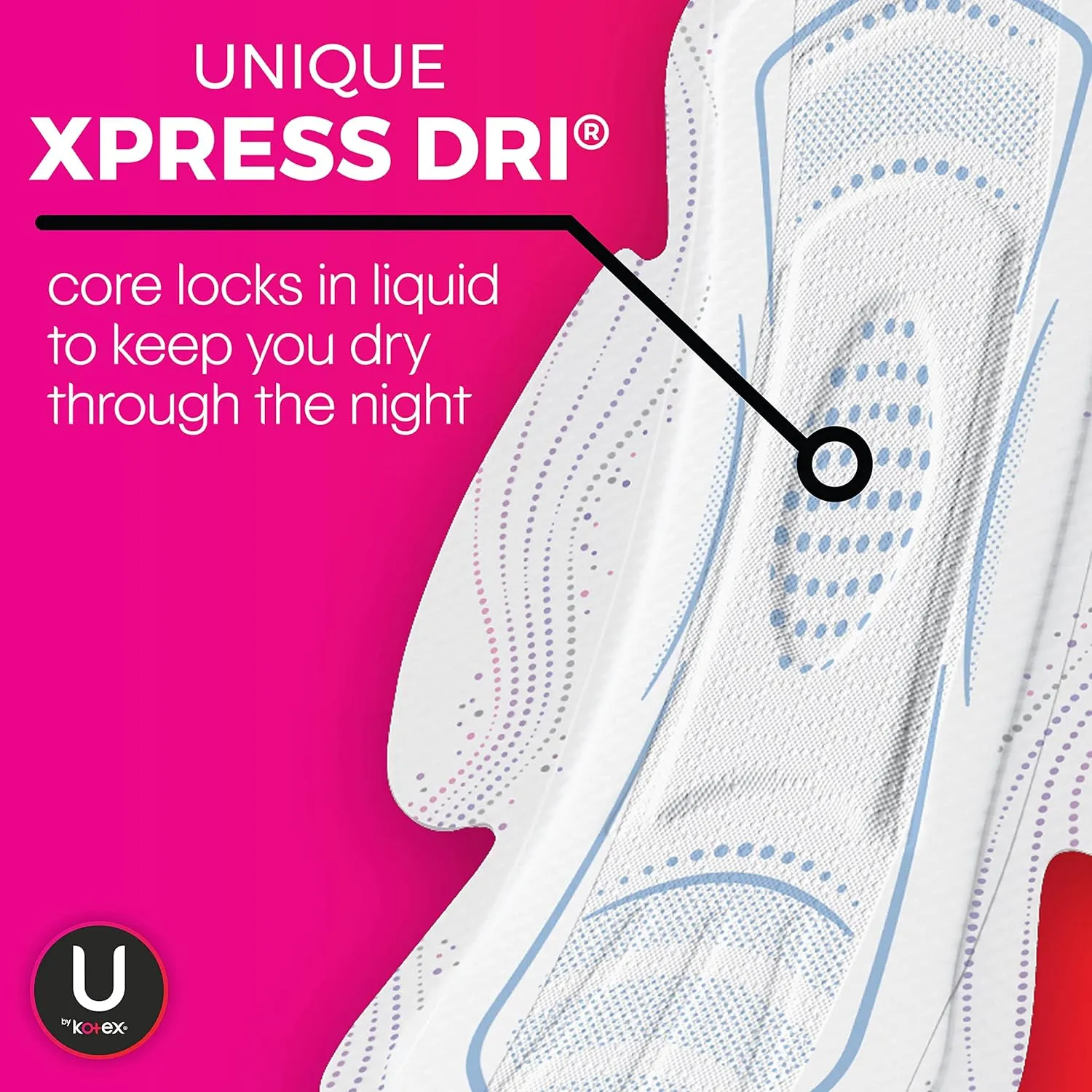 U by Kotex Teen Ultra Thin Feminine Pads with Wings, Overnight, Unscented, 48 Count (Pack of 2)