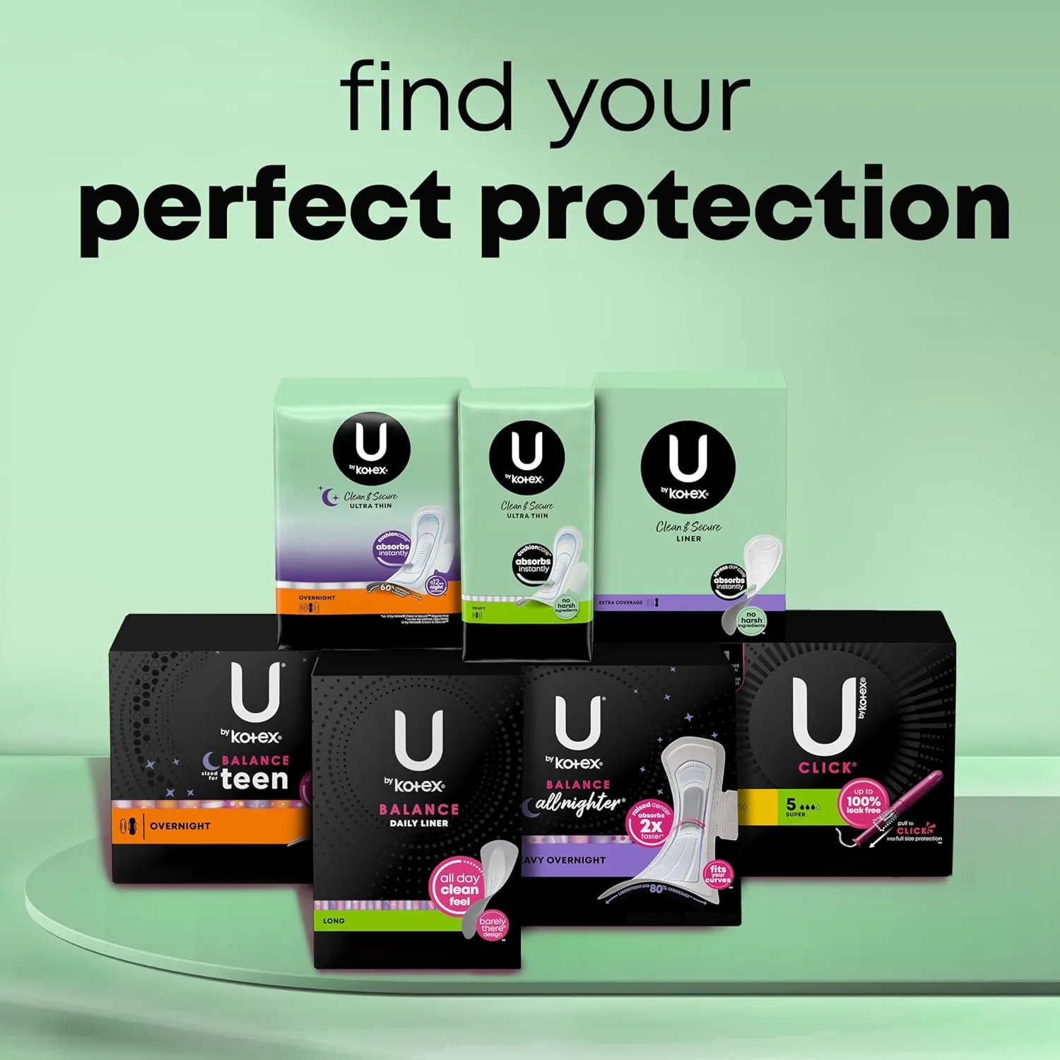 U by Kotex Ultra Thin Pads with Wings, Clean & Secure, Overnight Absorbency, 40 Count (Packaging May Vary)