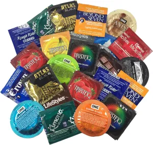 Ultimate Sampler Pack of Lubricate Latex Condoms with Brass Pocket Case-24 Count