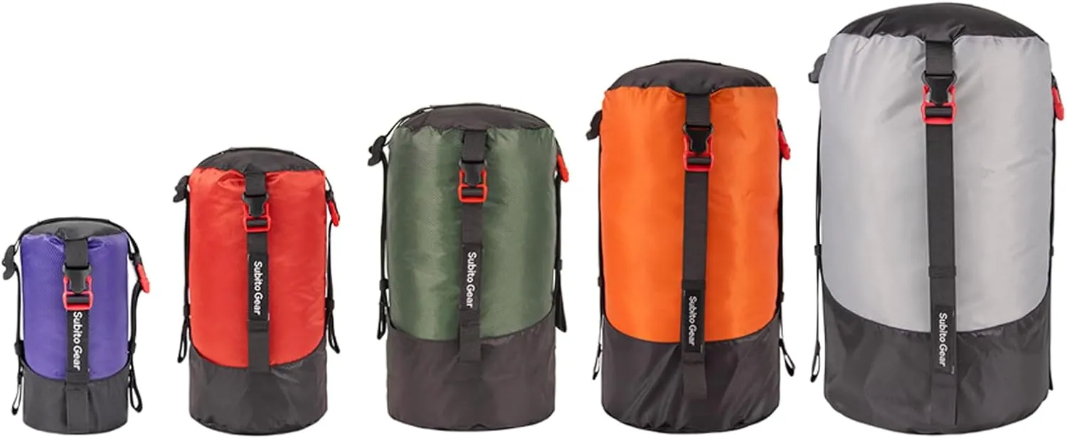 Ultra-Light Compression Stuff Sack, 70D Nylon Sleeping Bag Stuff Sack 1L/5L/7L/17L/25L Compression Bag Space Saving Gear for Camping Hiking Backpacking