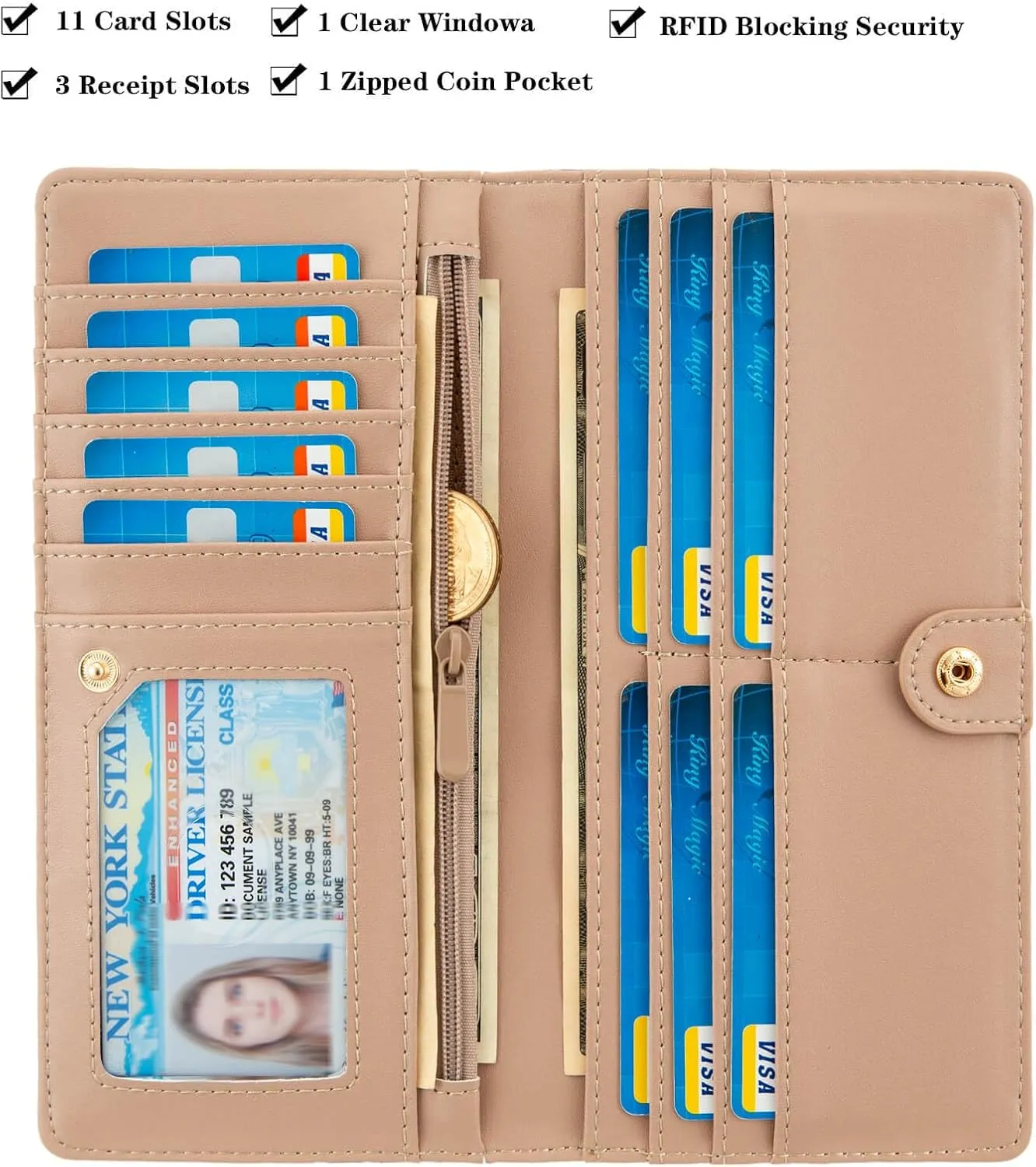 Ultra Slim Thin Leather Women Wallet Rfid Blocking Credit Card Holder Bifold Clutch (Cute puppy)