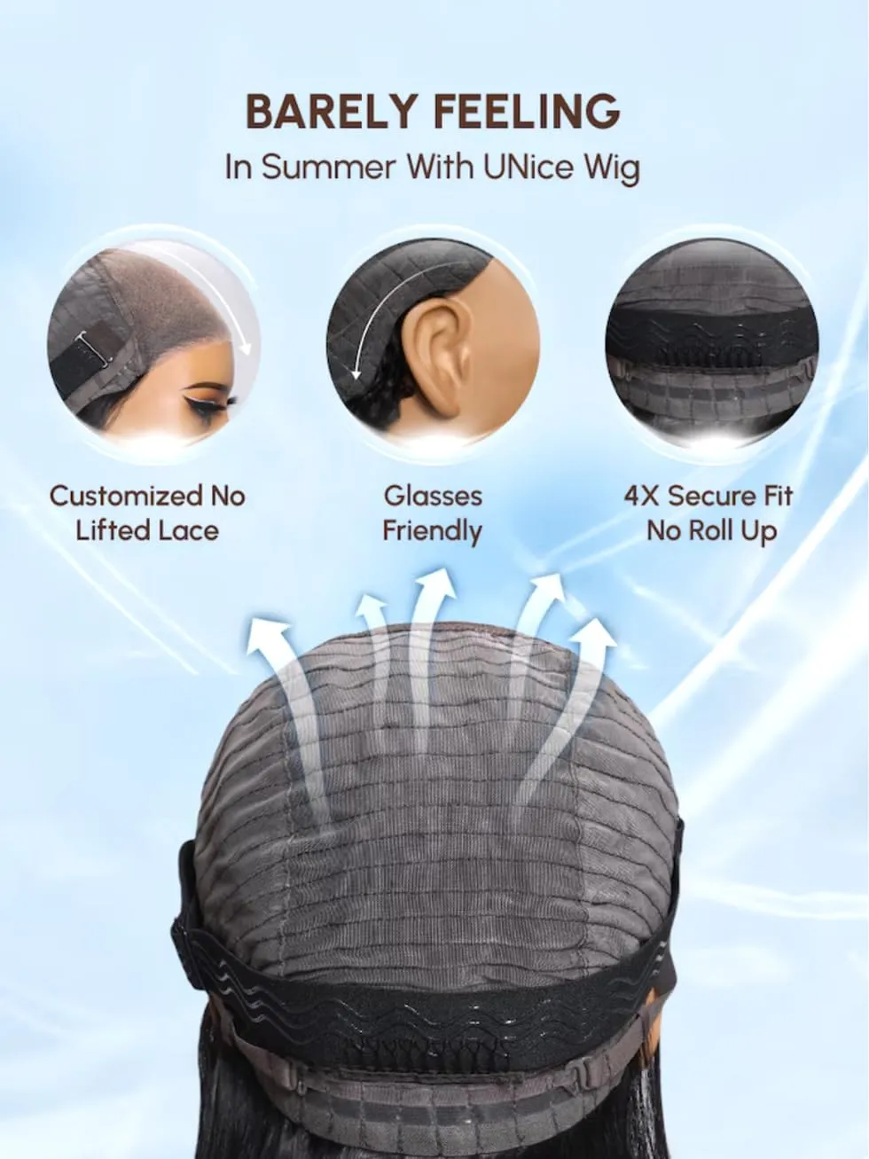 UNICE Glueless Wigs Human Hair Pre Plucked Pre Cut 5x5 Thin HD Lace Closure Wigs Yaki Straight Human Hair Front Wig Bleached Knots Match All Skin Tones 180% Density 24 inch