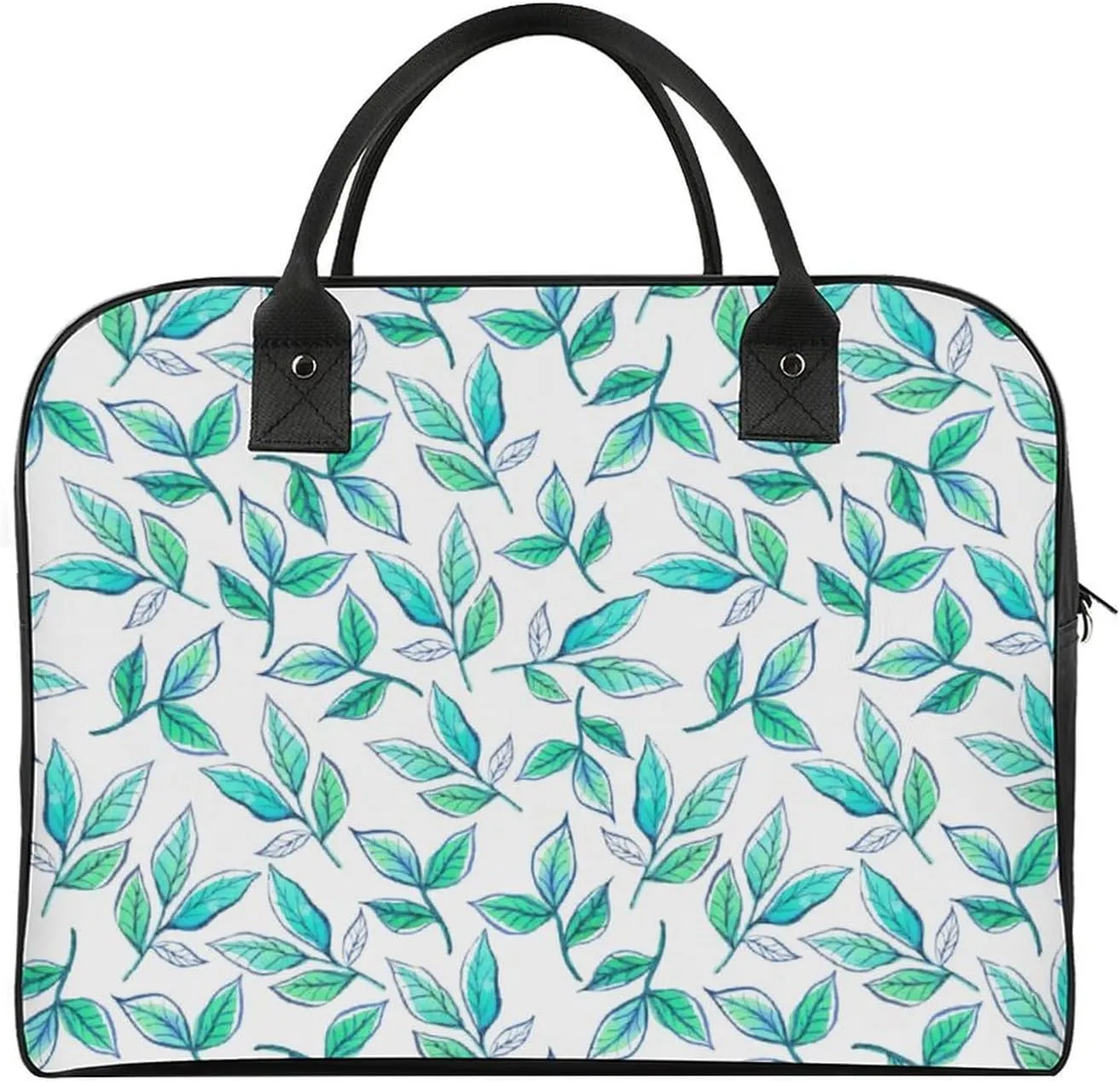 Unisex Crossbody Nylon Blue Leaves Fashion Handbag for Journey 13" X 19" X 8"