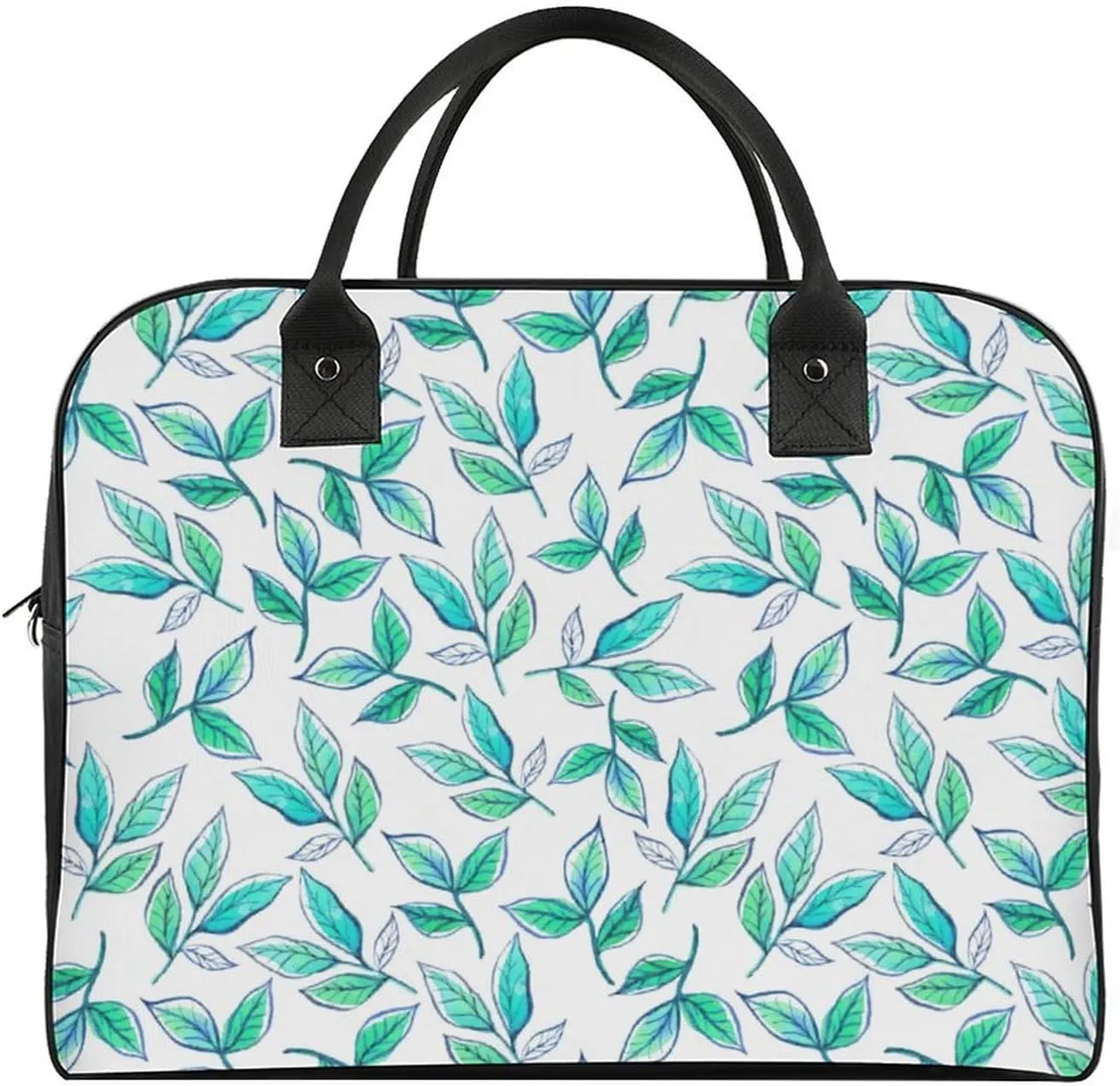 Unisex Crossbody Nylon Blue Leaves Fashion Handbag for Journey 13" X 19" X 8"