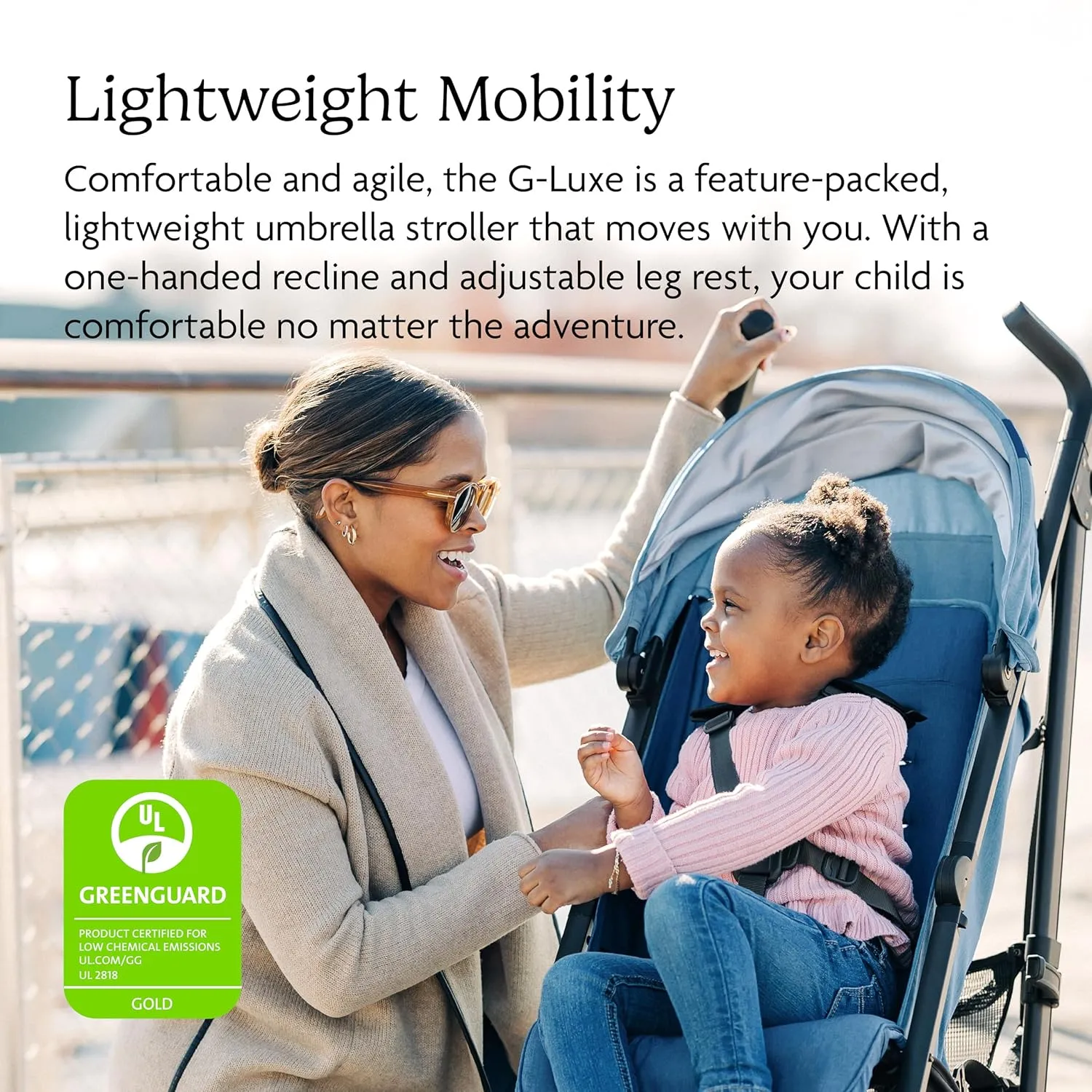 UPPAbaby G-Luxe Umbrella Stroller/Lightweight Design for Easy Travel/One-Step Fold   Recline/XL Basket   Canopy/Cup Holder Included/Greyson (Charcoal Mélange/Carbon Frame)