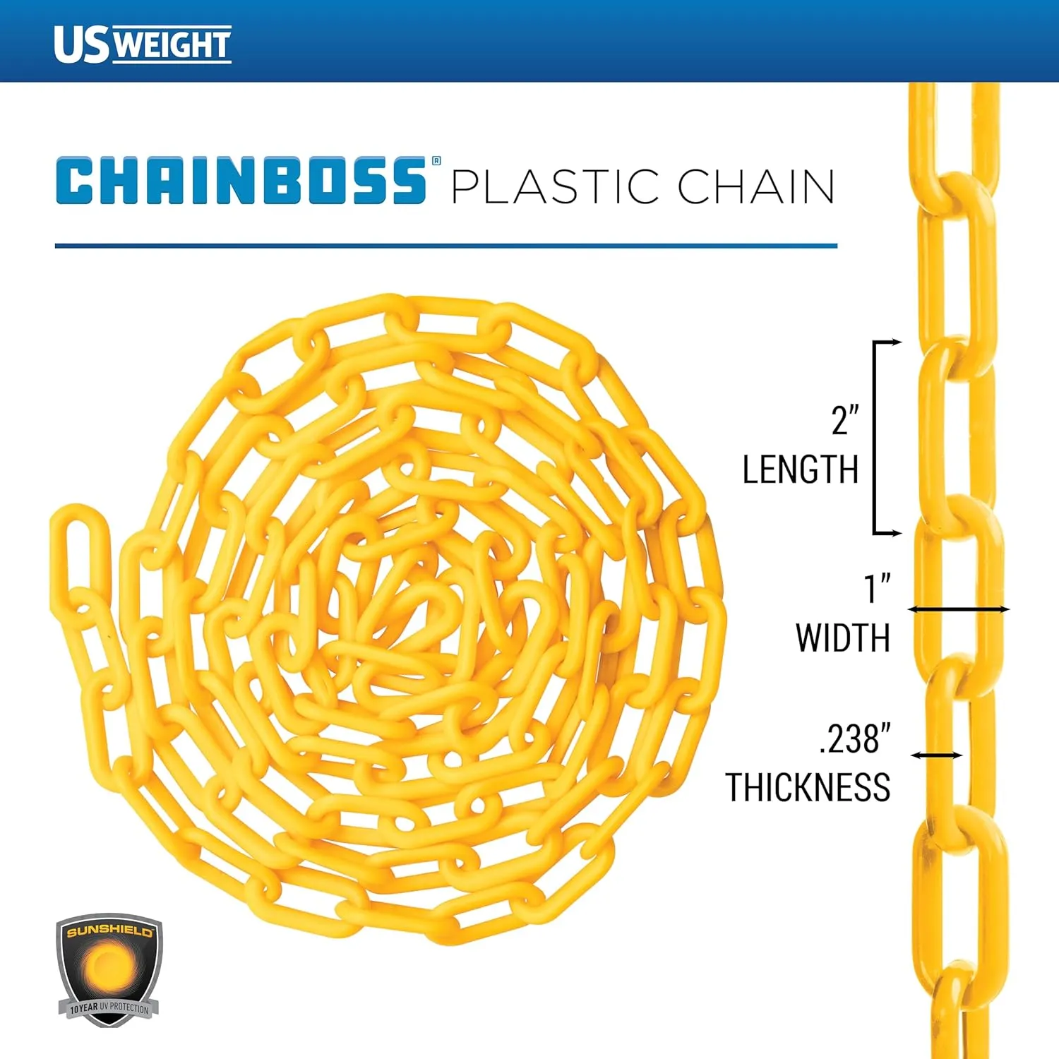US Weight Security Chain with Plastic Chain Links Enhanced with SunShield UV-Resistant Technology, Made in the USA