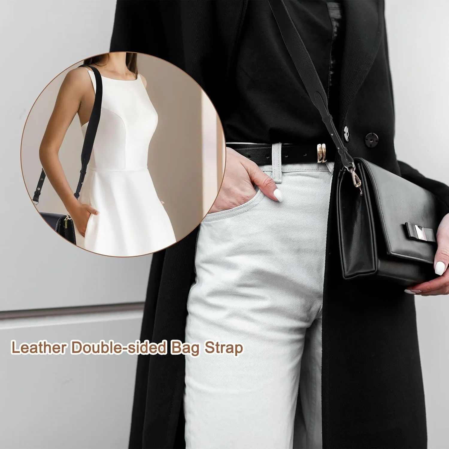 uxcell Leather Purse Strap, Adjustable Crossbody Replacement Straps for Handbags, Shoulder Bag
