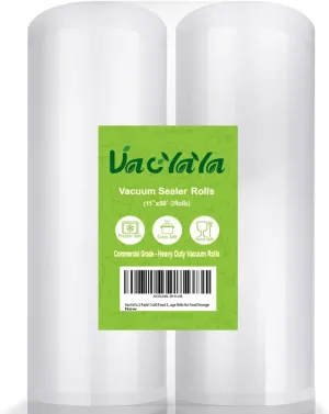 VacYaYa 2 Pack 11x50 (Total 100 feet) Vacuum Sealer Bags Rolls with BPA Free and Heavy Duty,Commercial Grade Vaccume Seal Bags Rolls Work with Any Types Vacuum Sealer