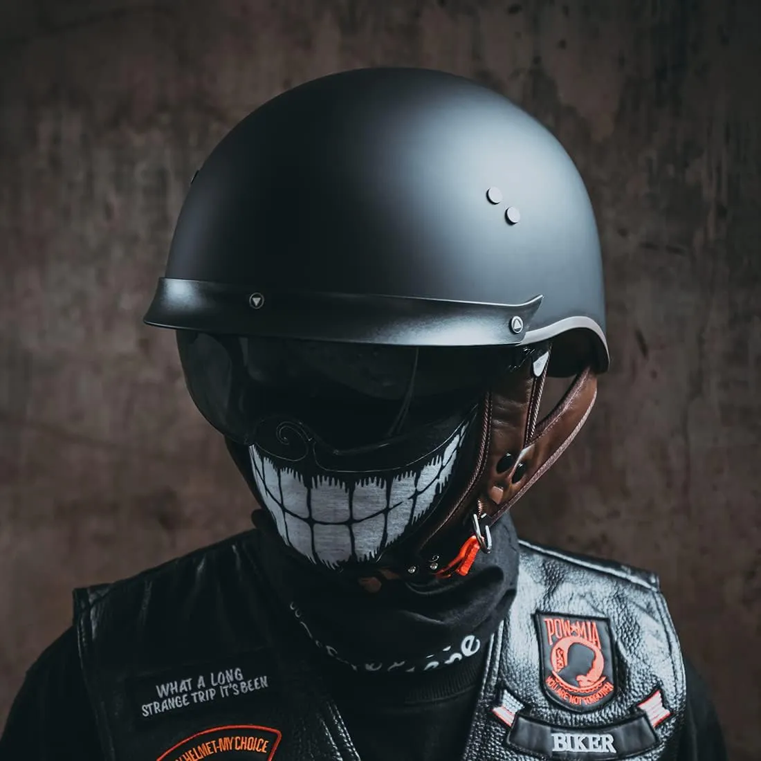 VCOROS Motorcycle Half Face Helmet F-07 with Sun Visor Quick Release Buckle DOT Approved Adult Helmets for Cruiser Chopper Moped Scooter ATV (Matte Black,M