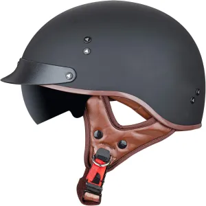VCOROS Motorcycle Half Face Helmet Sun Visor Quick Release Buckle DOT Approved for Men Women (Matte Black, M)