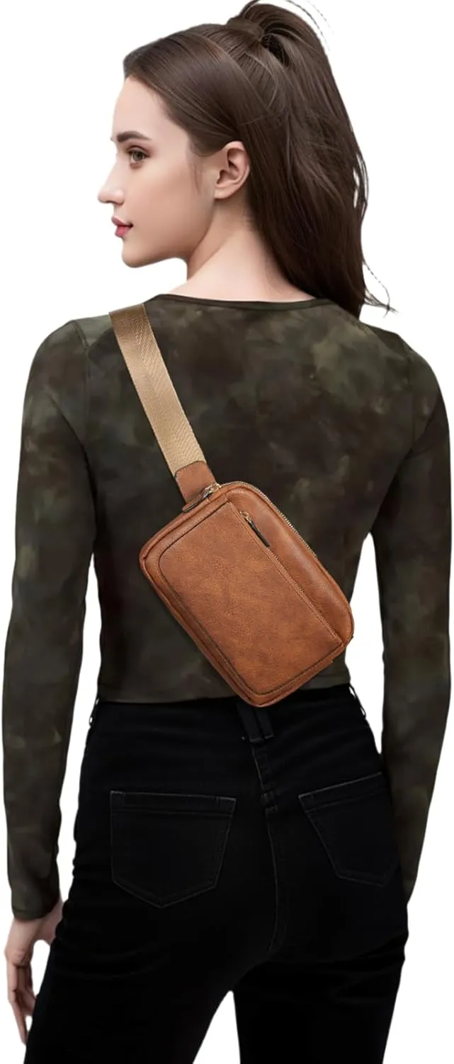 Vegan Leather Belt Bag for Women Fanny Pack Crossbody with Adjustable Strap Fashion Waist Packs by Amxnx…