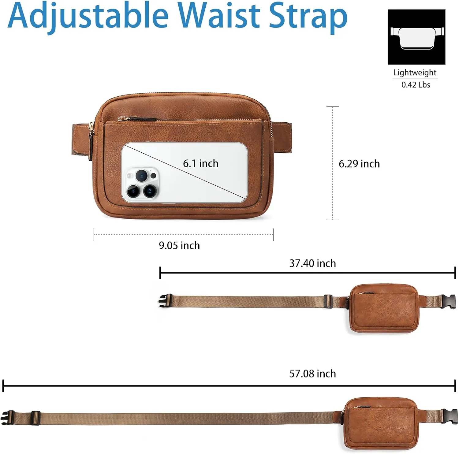Vegan Leather Belt Bag for Women Fanny Pack Crossbody with Adjustable Strap Fashion Waist Packs by Amxnx…