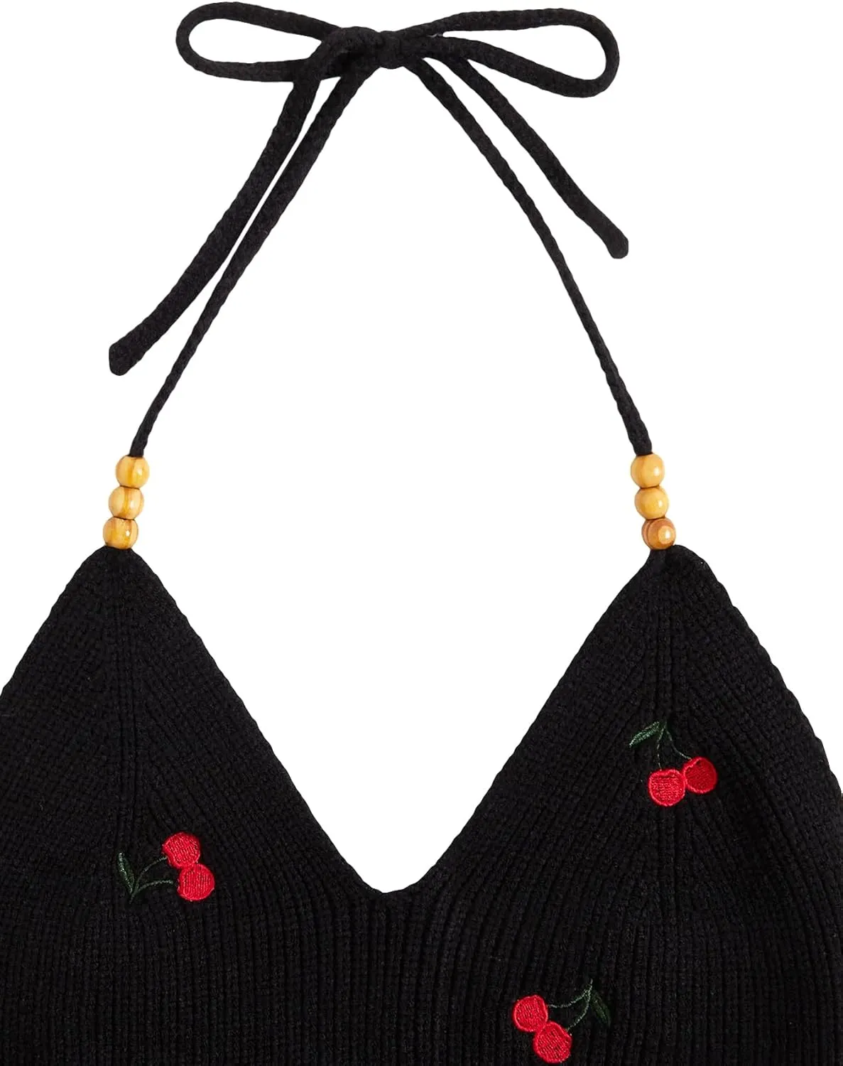 Verdusa Women's Crop Halter Tops Y2k Goth Clothes Crochet Cami Sleeveless Tie Backless Boho Knit Top Camisole