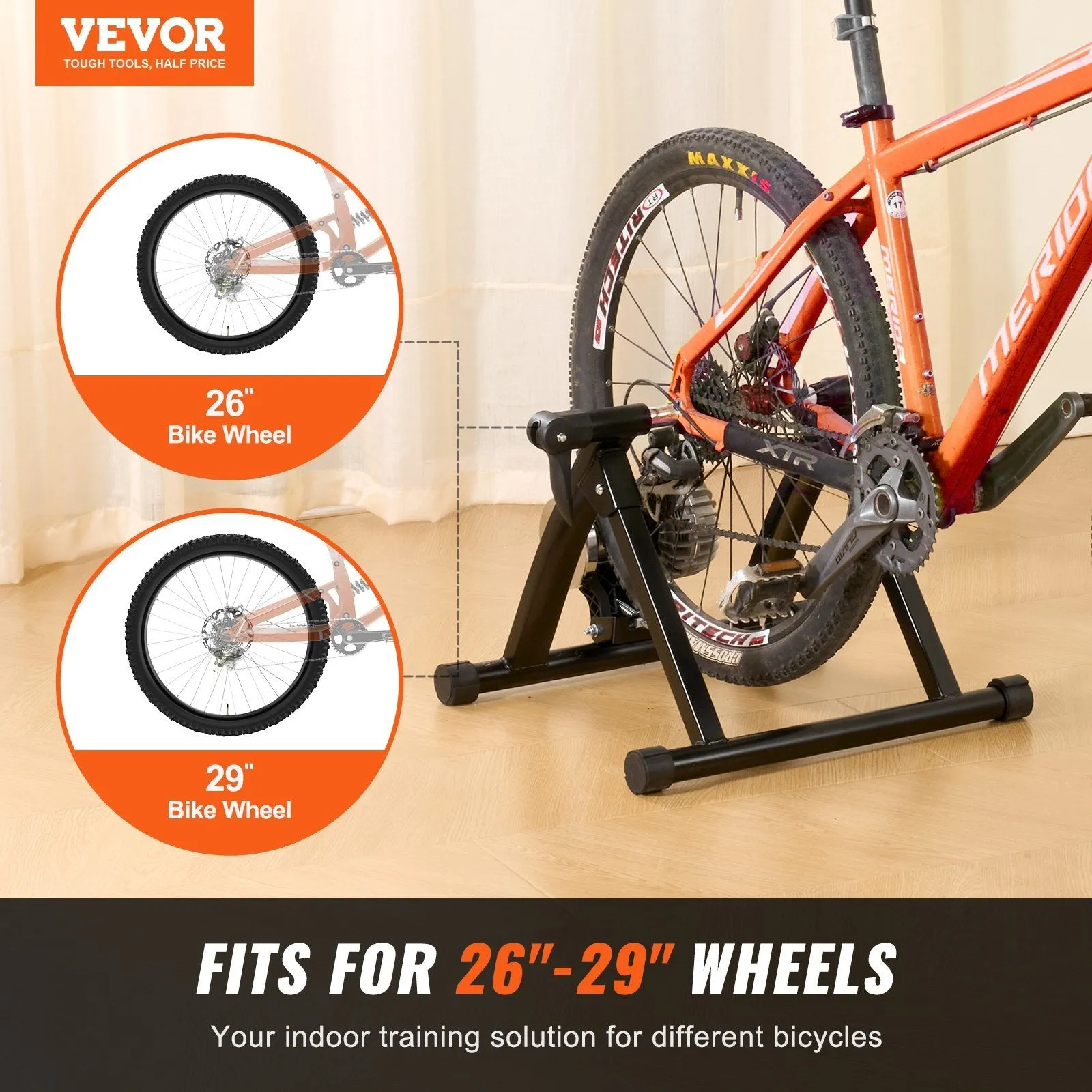 VEVOR Bike Trainer Stand with Quick Lever & Front Wheel Rise
