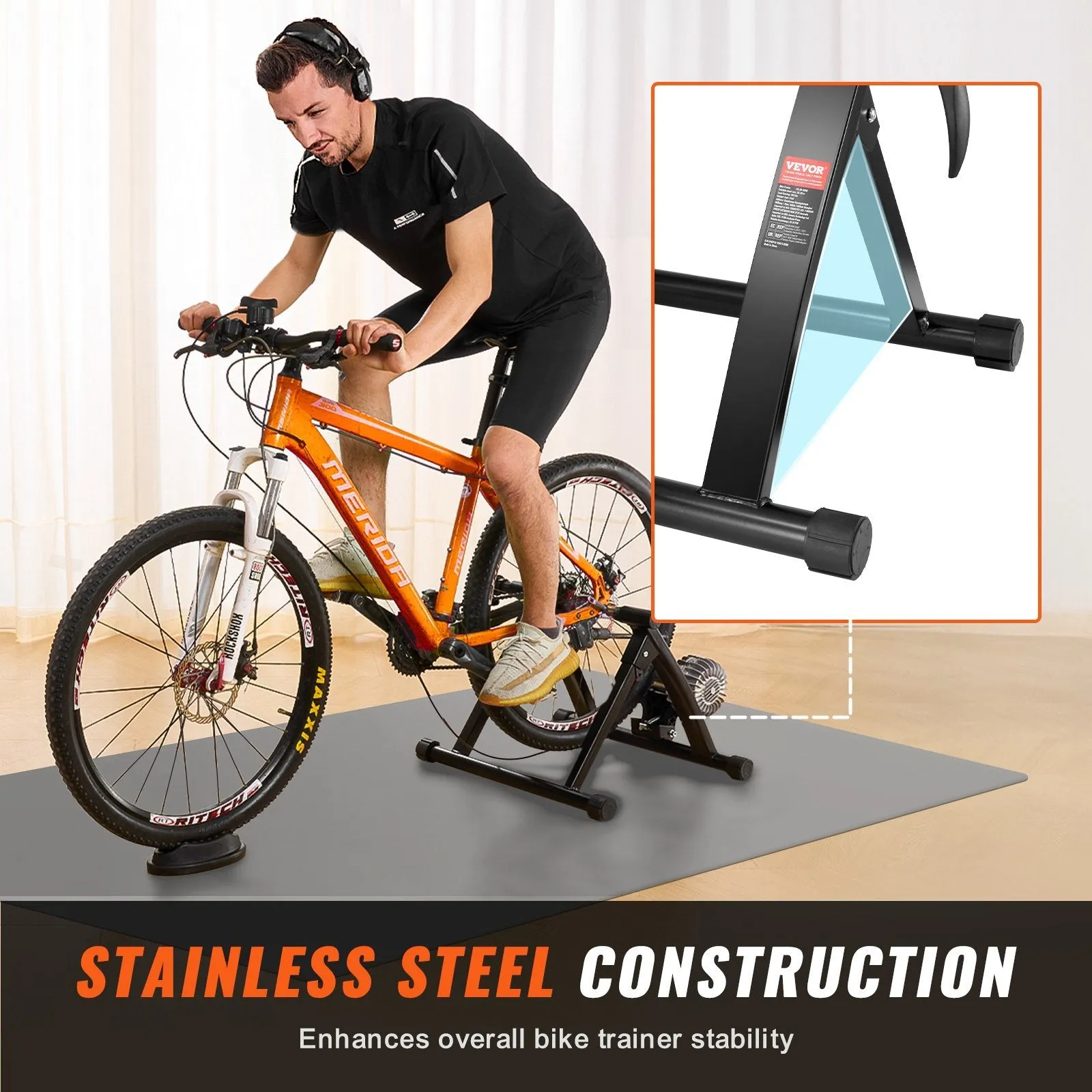 VEVOR Bike Trainer Stand with Quick Lever & Front Wheel Rise